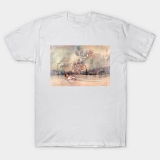 Swimming Past the Town by Warwick Goble T-Shirt